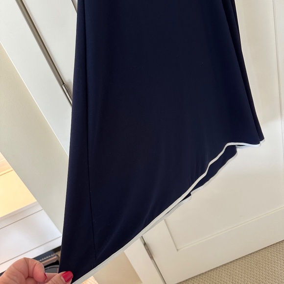 NIK AND NASH WOMEN'S NAVY WITH WHITE PIPING CAP SLEEVE DRESS XL - Picture 7 of 8